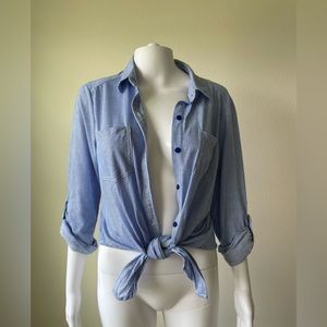 Passport soft button down front tie shirt